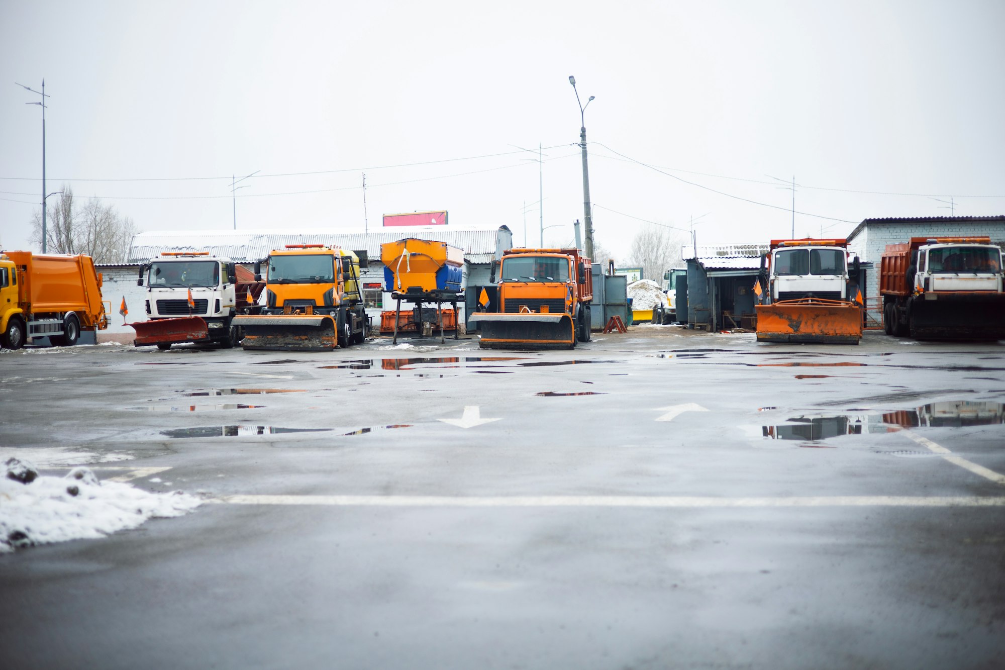 Winter service in action on the motorway after snow